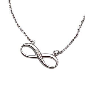 Sterling Silver Infinity Pendant Necklace With Heart Charm Extension